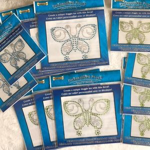 13 Butterfly Iron on Rhinestone Studs Assorted